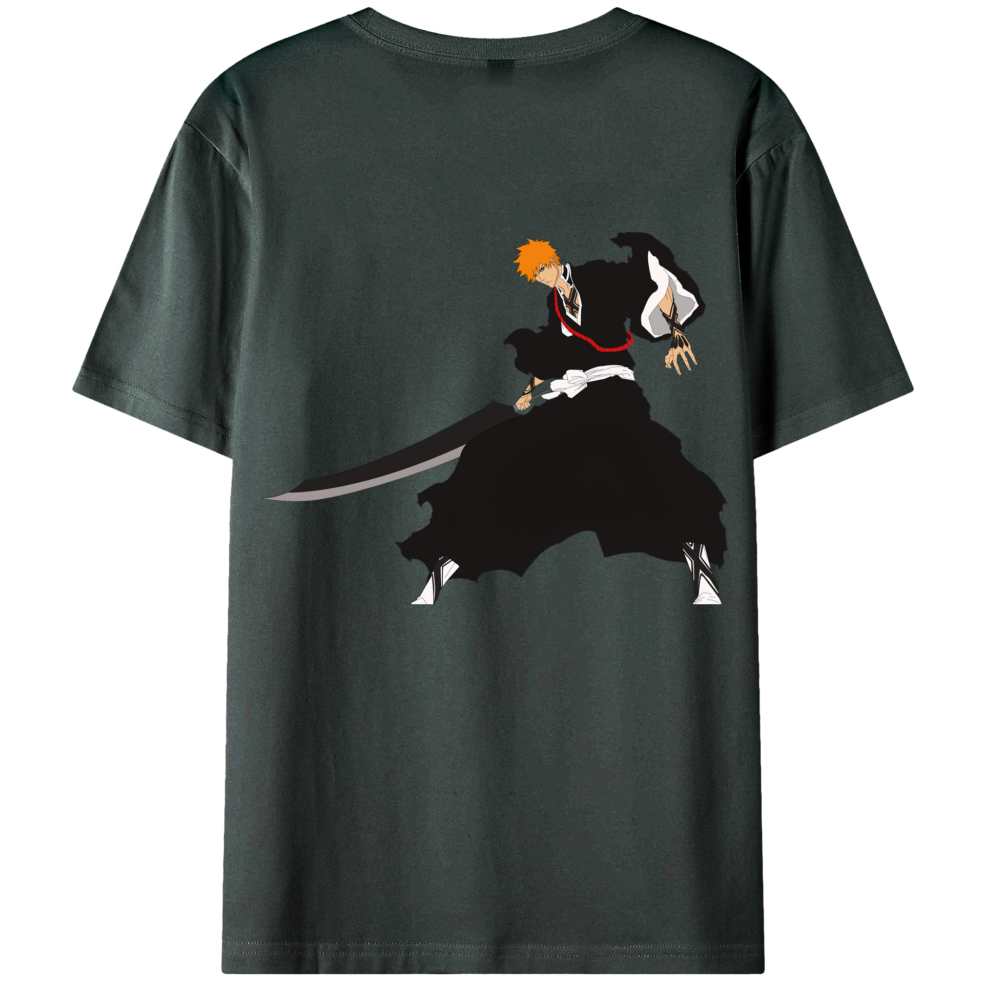 （画像用） ブリーチ 黒崎一護（くろさき いちご）BLEACH Kurosaki Ichigo 綿100％ メンズ半袖Tシャツ（バックプリント） 通気性